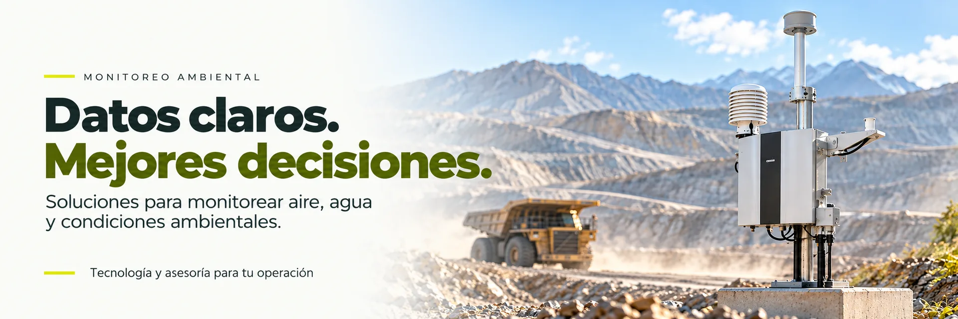 Monitoreo ambiental. Datos claros. Mejores decisiones. Soluciones para monitorear aire, agua y condiciones ambientales. Tecnología y asesoría para tu operación.